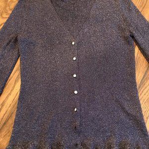 Anne Klein Navy Knit Cardigan Medium